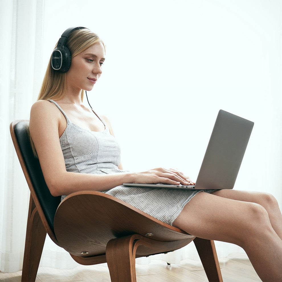 Modern Tripod Black Leather Shell Lounge Chair With Single Side, Black