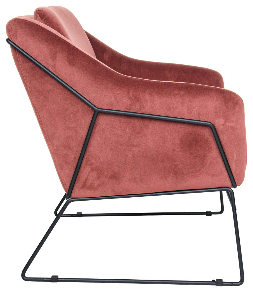 Harmony Mid-Century Modern Velvet Accent Armchair, Royal Rose