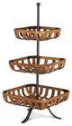 28.50" 3-Tier Bamboo and Metal Tobacco Basket Tray