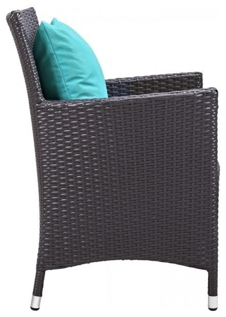 Espresso Turquoise Convene 4-Piece Outdoor Patio Dining Set