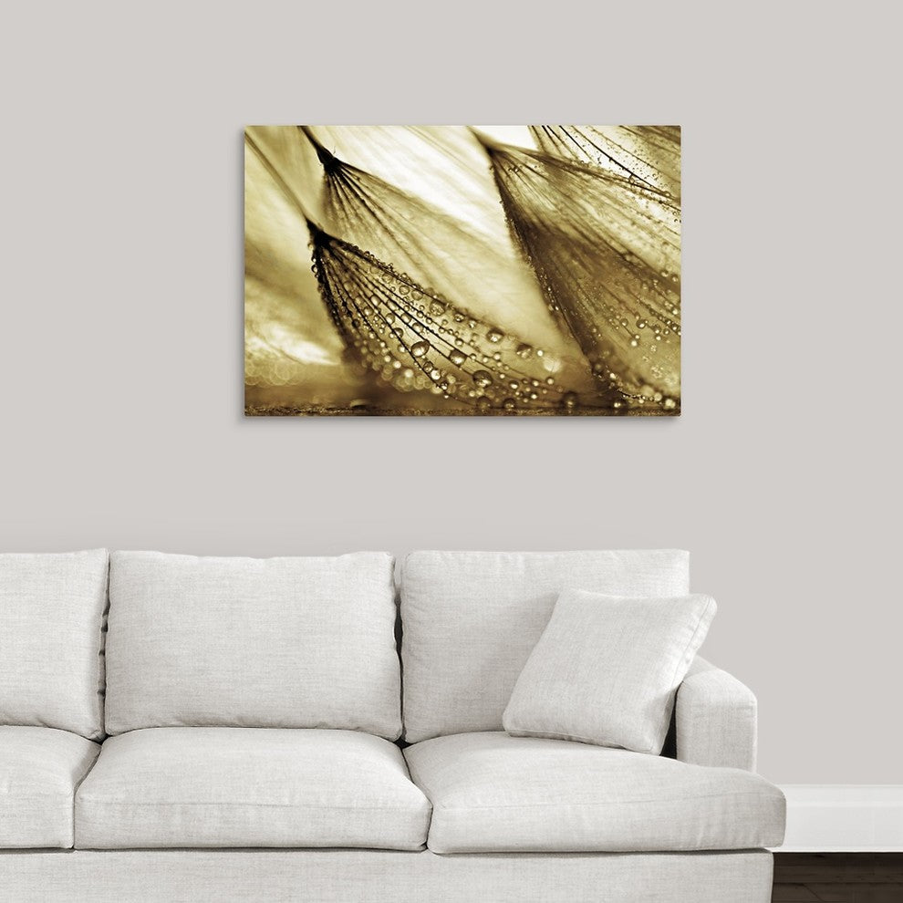 "Sweeping in the Rain-Gold" Wrapped Canvas Art Print, 36"x24"x1.5"
