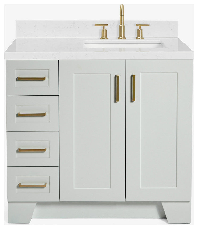 Ariel Taylor 36" Right Offset Single Rectangular Sink Bathroom Vanity