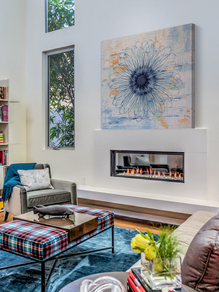 "Blue Burst Bloom" Painting Print on Wrapped Canvas, 32"x32"