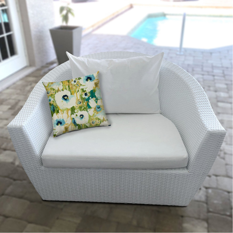 Green Botanical Indoor Outdoor Sewn Throw Pillow