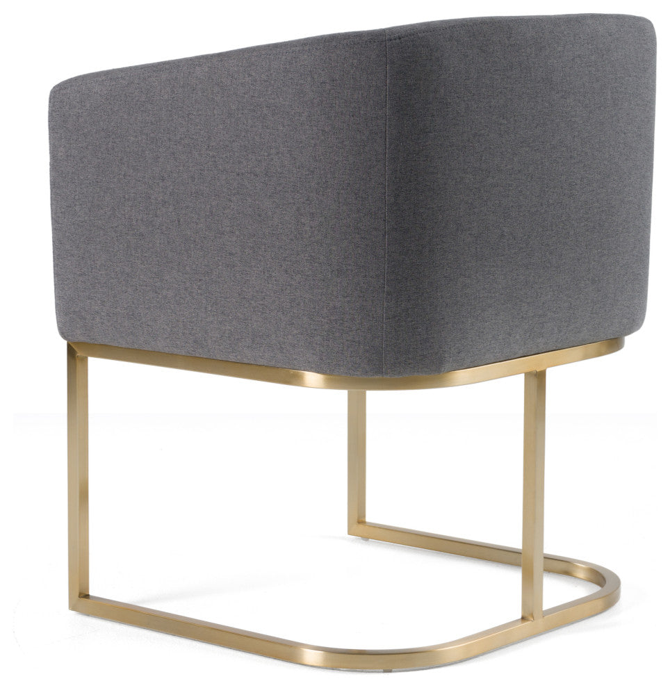Modrest Yukon Modern Grey Fabric + Antique Brass Dining Chair