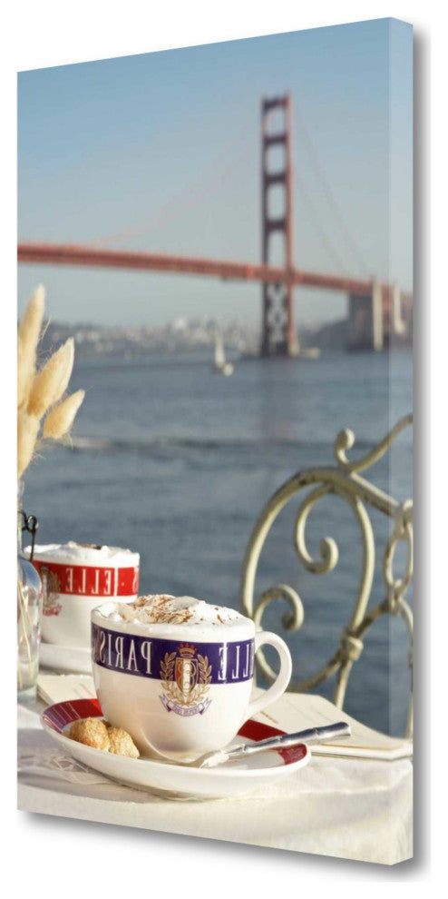 French Coffee For Two Golden Gate Bridge 1 Giclee Wrap Canvas Wall Art