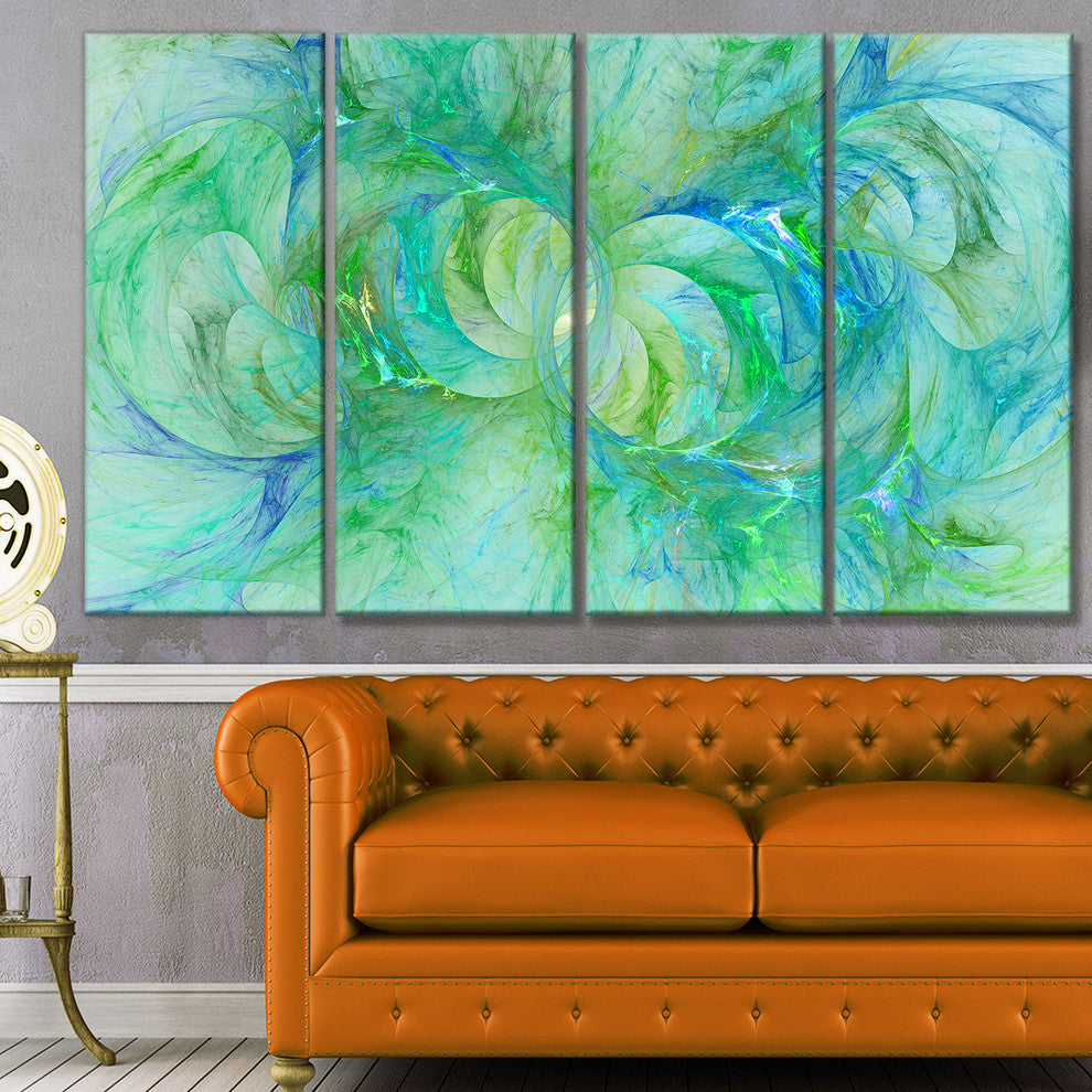 Snow Fractal Glass Texture, Abstract Canvas Art Print, 48"x28", 4 Panels