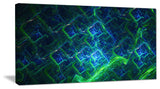 Green Blue Electric Lightning, Oversized Abstract Canvas Art Print, 60x28