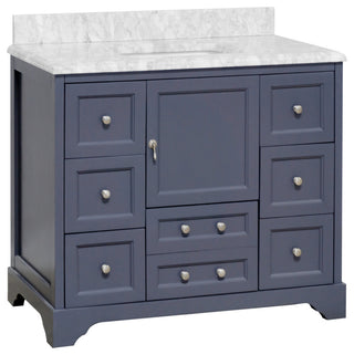 Madison 42" Bathroom Vanity, Marine Gray, Carrara Marble