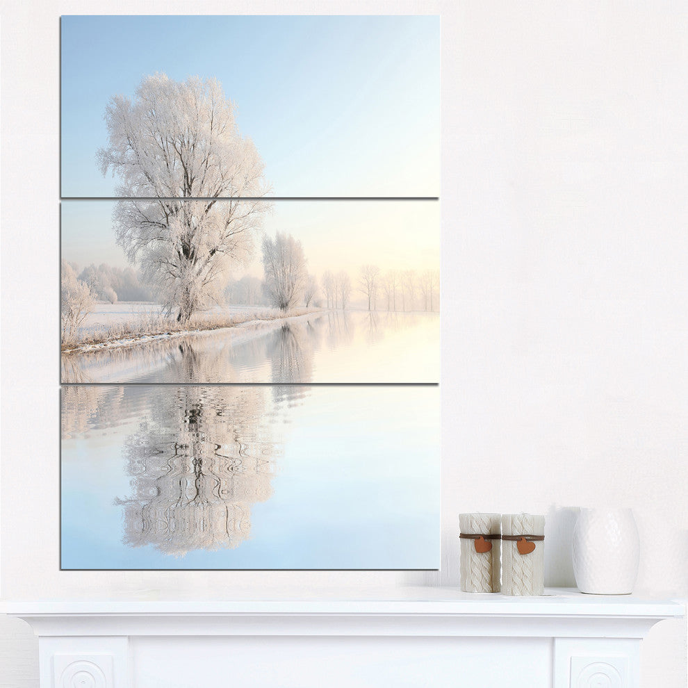 "Frosty Winter Tree by Rising" Photo Metal Wall Art, 3 Panels, 28"x36"