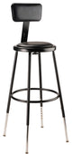 NPS 25"-33" Height Adjustable Vinyl Padded Steel Stool With Backrest, Black
