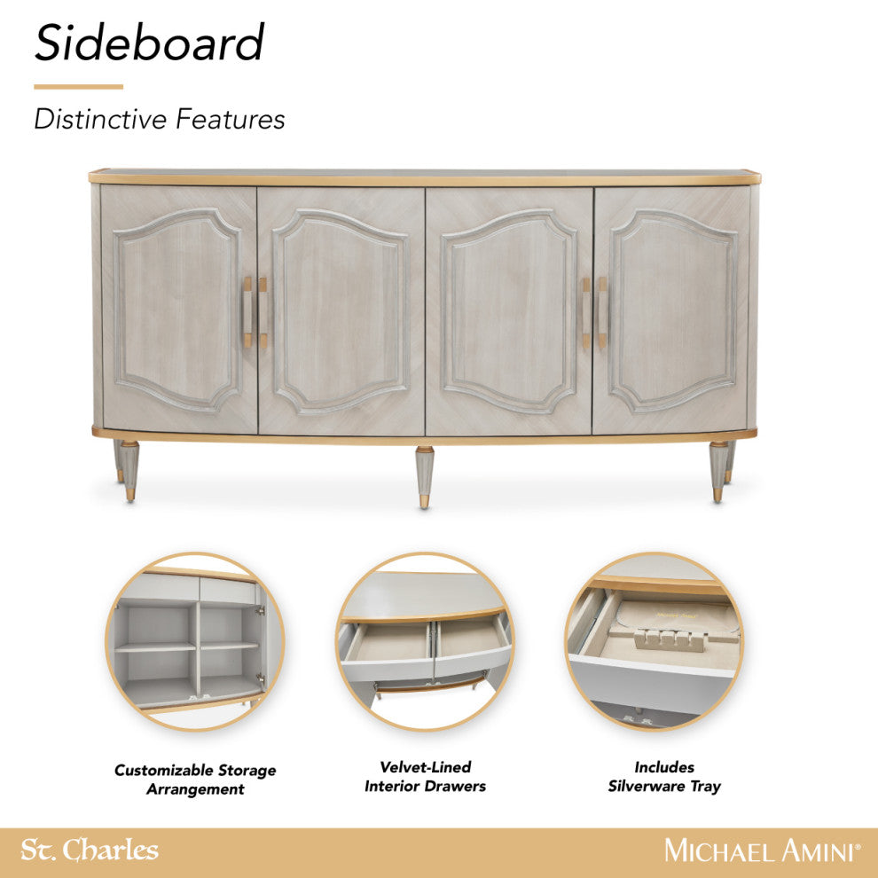 St. Charles Sideboard With Mirror, Dove Gray
