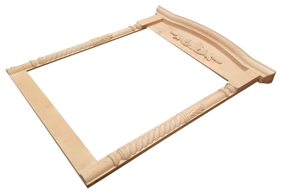 Unfinished Maple Wood Hand Carved Decorative Mirror Frame