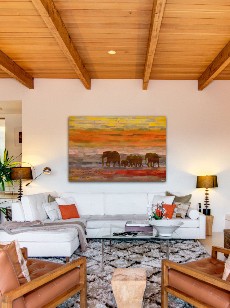 "Herd Walking" Print on Canvas, 24"x16"