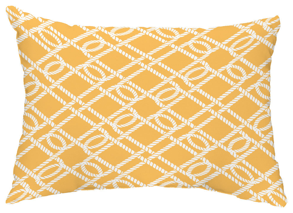 Know the Ropes 14"x20" Decorative Nautical Outdoor Pillow, Yellow
