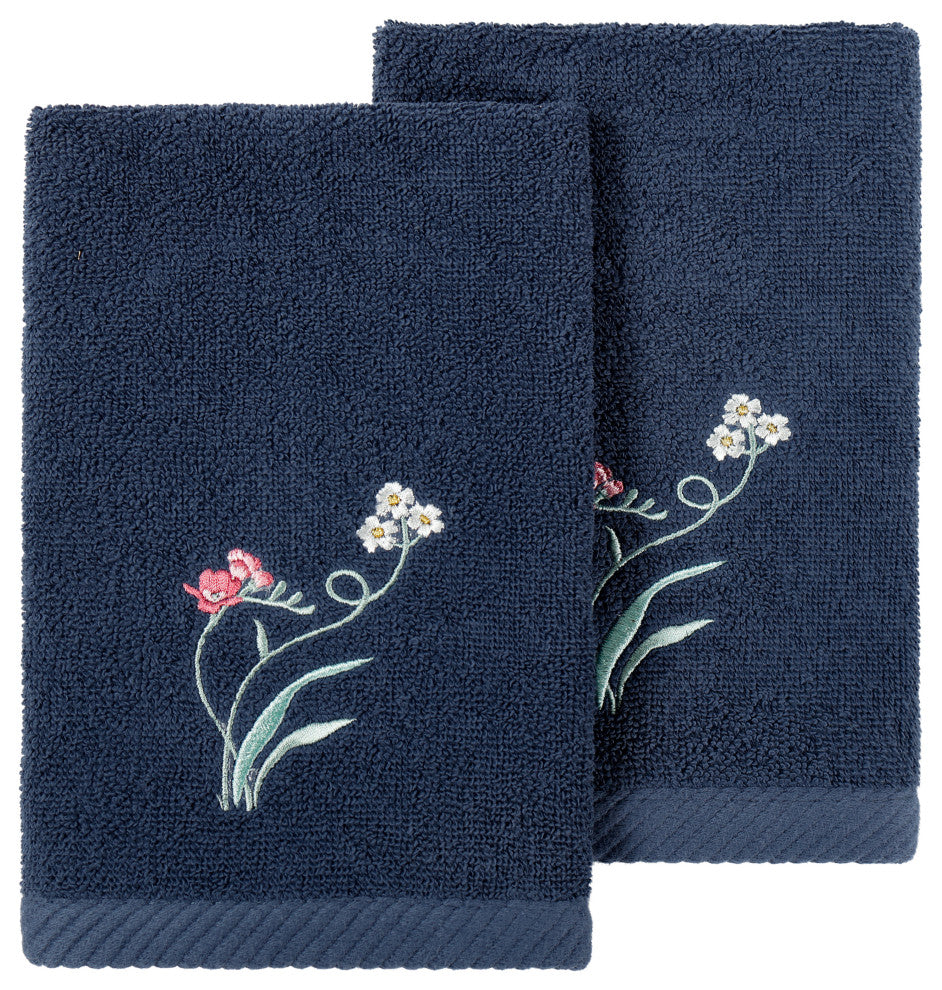 Linum Home Textiles 100% Turkish Cotton STELLA 2PC Emb Fingertip Towel Set