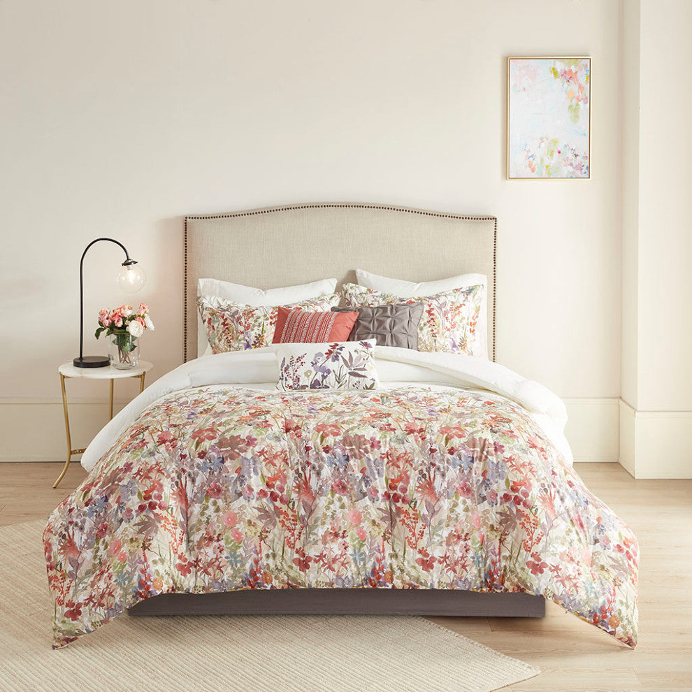 Madison Park Mariana 7 Piece Cotton Printed Comforter Set in Multi
