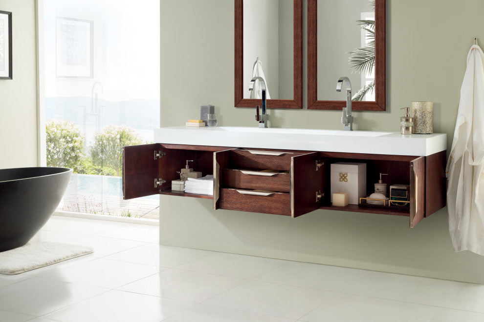 Mercer Island 72" Double Vanity, Coffee Oak