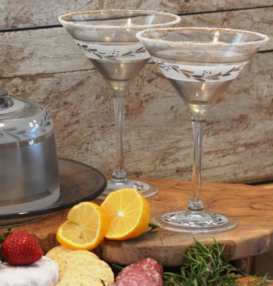 Pewter Vine Martini Glasses, Set of 2