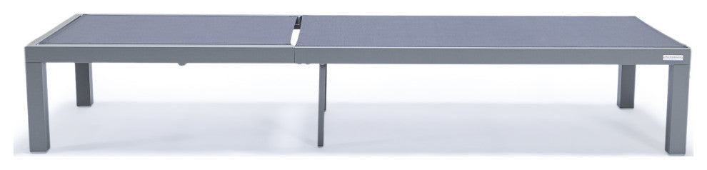 LeisureMod Marlin Patio Chaise Lounge Chair With Gray Frame, Dark Gray