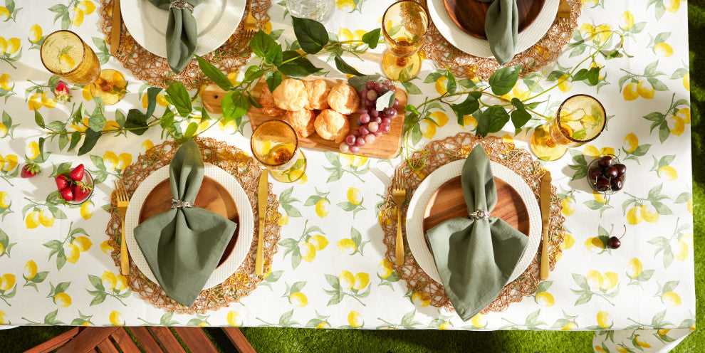 Summer Lemons Vinyl Tablecloth 60x84