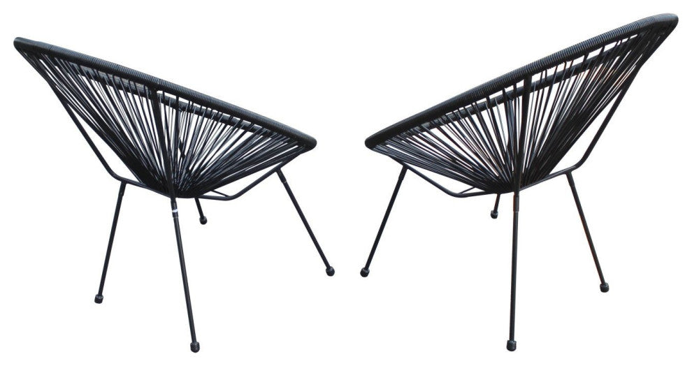 Set of Two Black Mod Indoor Outdoor String Chairs
