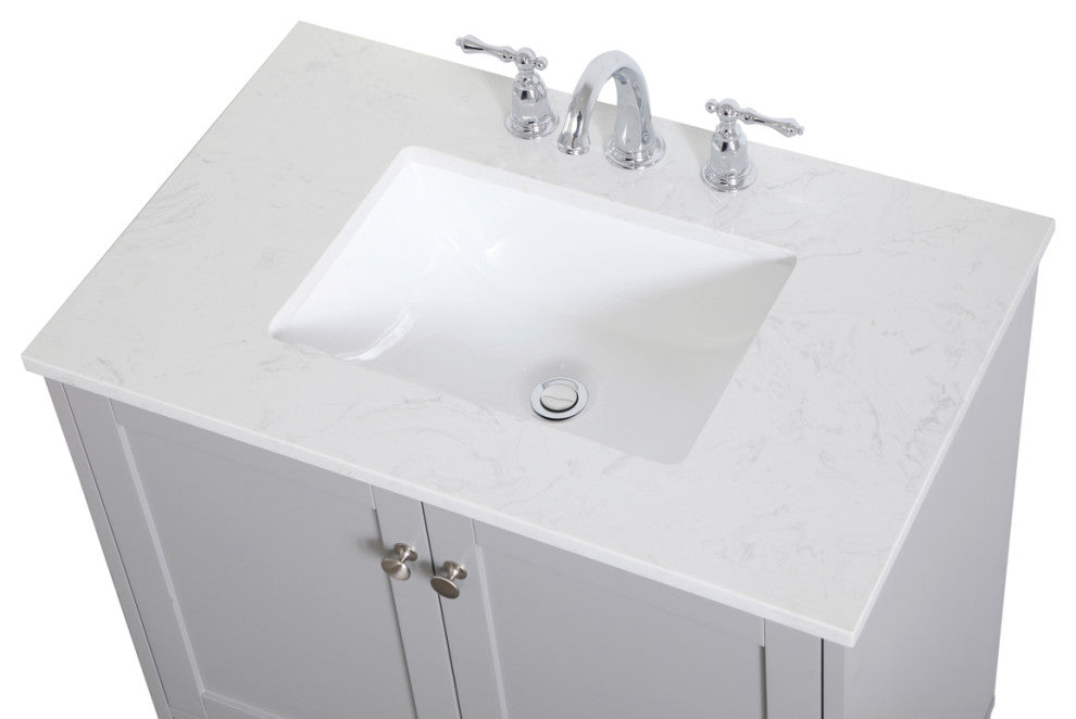 30" Single Bathroom Vanity, Gray