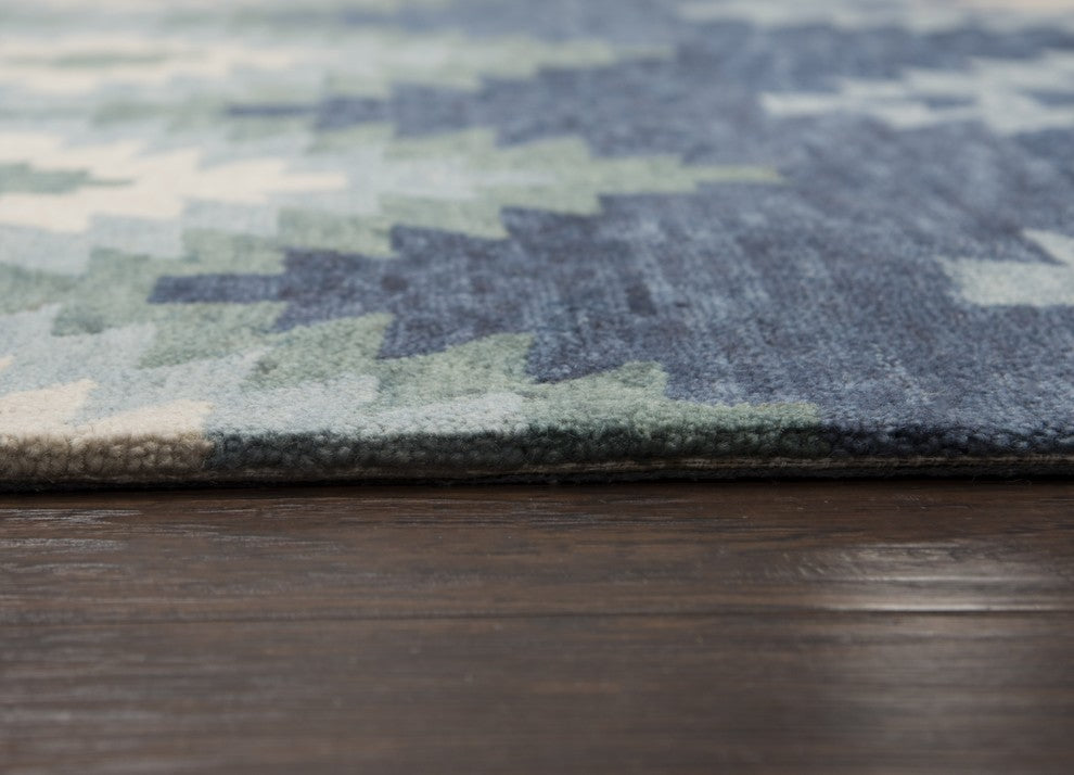 Rizzy Home Leone LO9997 Blue Southwestern Motifs Area Rug, Rectangular 5'x8'