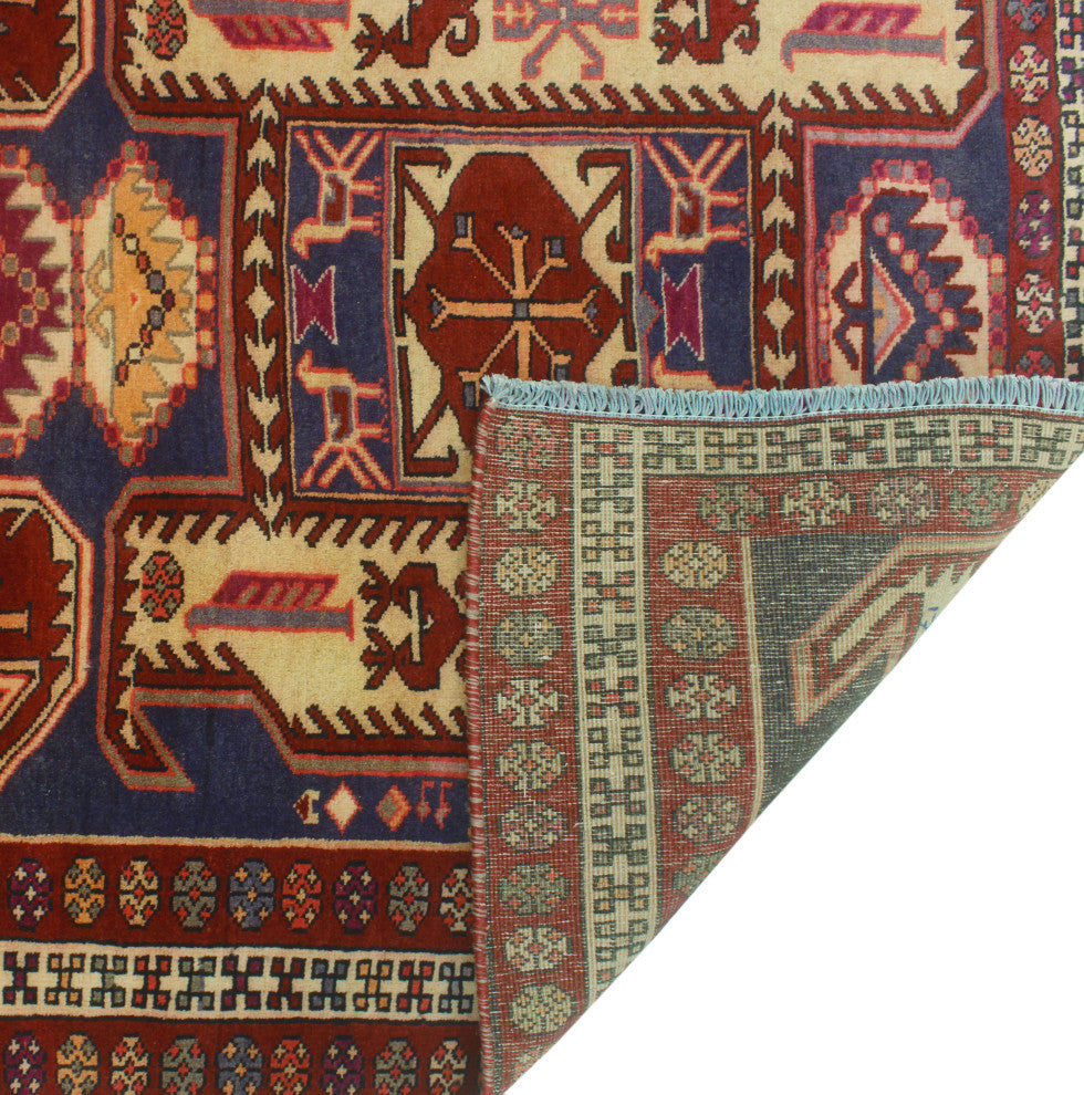 Fine Vintage Distressed Aprille Burgundy/Navy Runner, 3'7x9'4
