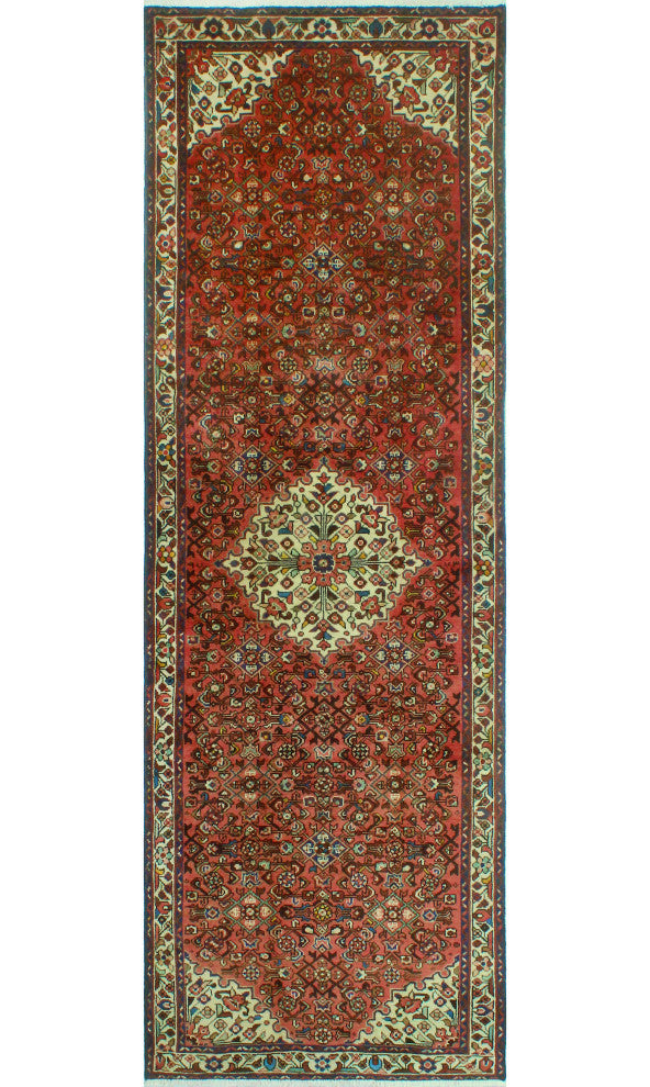 Fine Vintage Distressed Nikoo Rust/Ivory Runner, 3'3 x 9'8