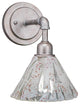 Vintage Wall Sconce In Aged Silver, 7" Italian Ice Glass