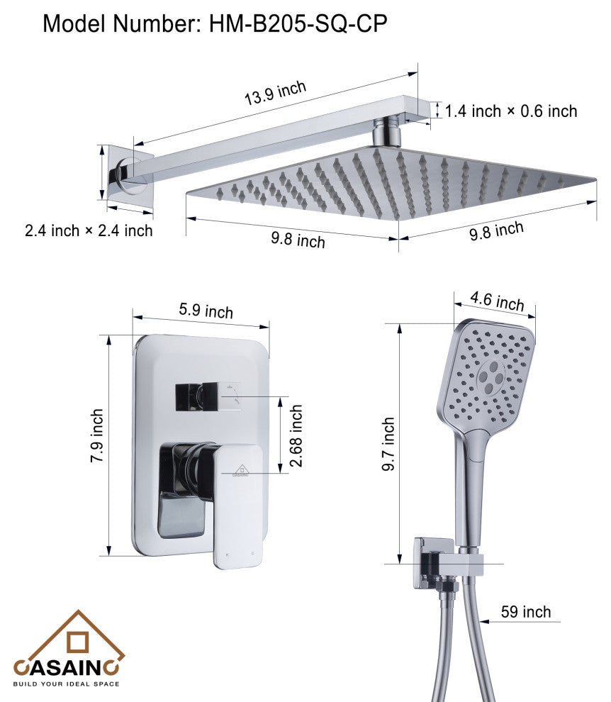Brushed Nickel Wall Mounted  Shower Faucet Waterfall Shower Bar System, Chrome