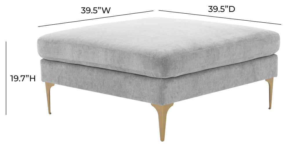 Serena Gray Velvet Ottoman