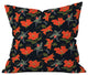 Marta Barragan Camarasa Night Red Bloom Throw Pillow, 16"x16"