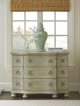 Chest shown in a real room environment; full chest visible.