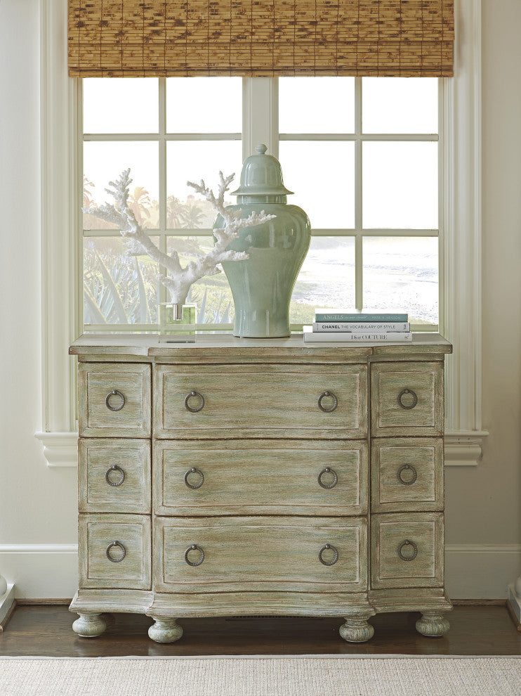 Chest shown in a real room environment; full chest visible.