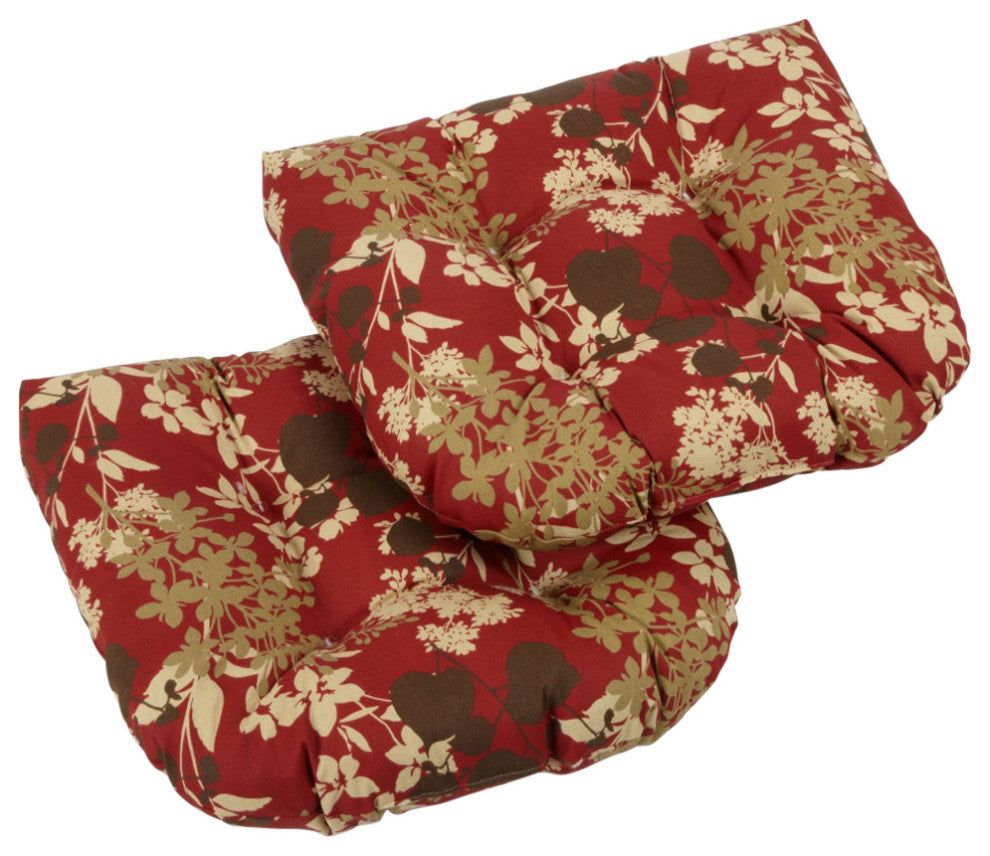 19" U-Shaped Outdoor Tufted Dining Chair Cushion, Set of 2, Montfleuri Sangria