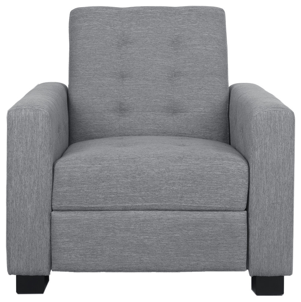 Langseth Contemporary Tufted Pushback Recliner, Grey/Dark Brown, Fabric