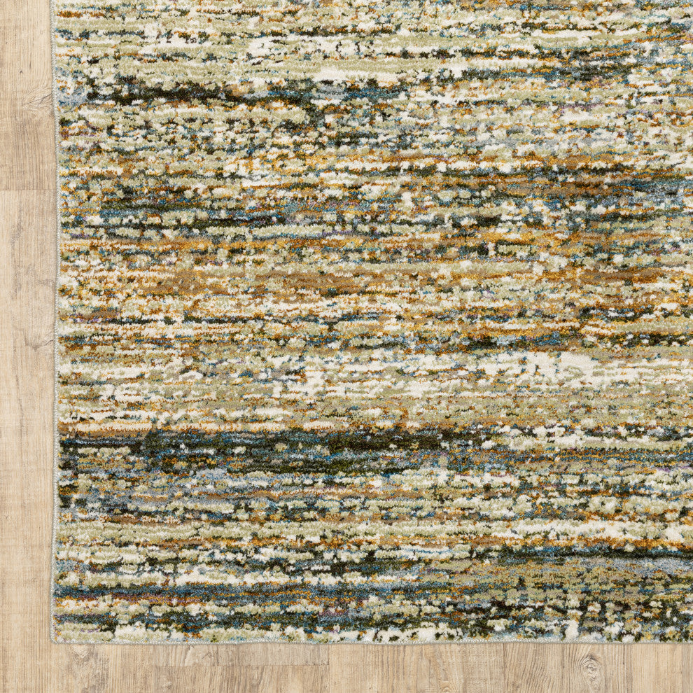 Aegina Soft Stripes Gold/Green Area Rug, 7'10"x10'10"