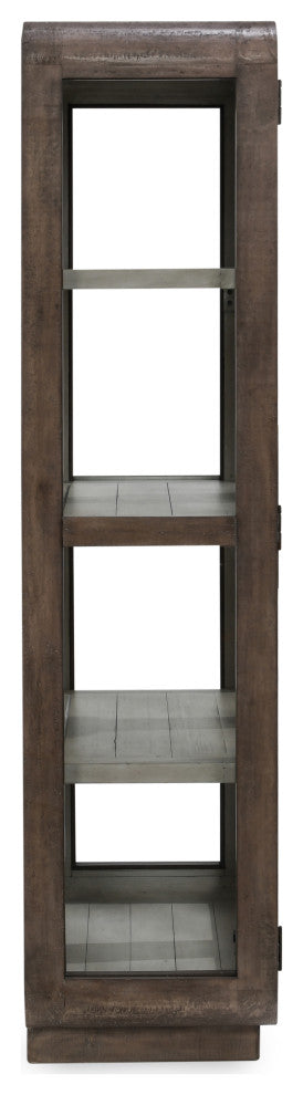 Close-up/ cropped interior view showing shelves without doors.