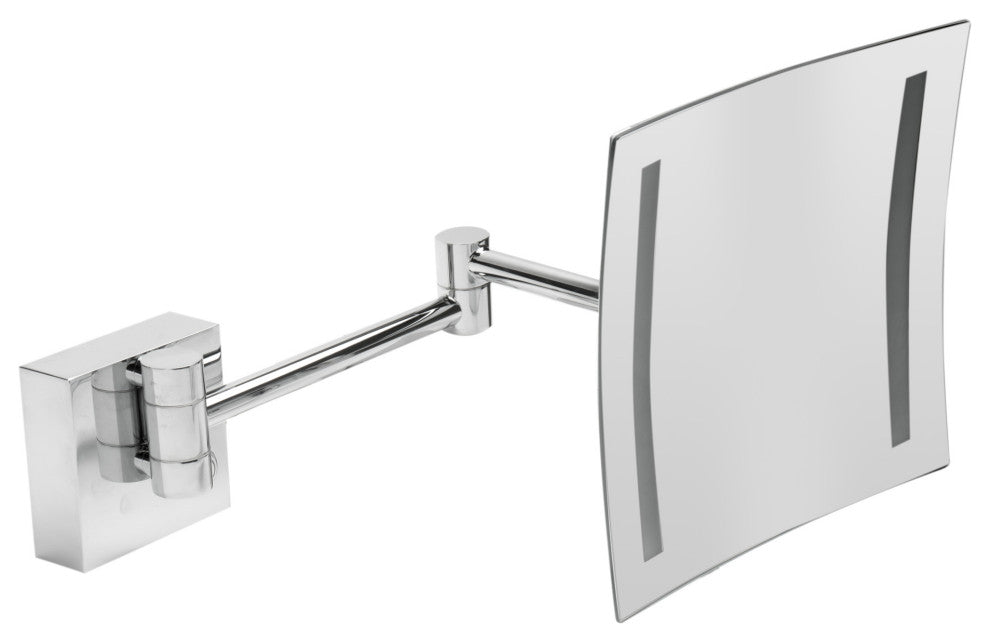 ALFI brand ABM8WLED-PC Polished Chrome Wall Mount Square 8" Mirror w/ Light