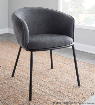 Ashland Chair, Black Steel, Charcoal Fabric