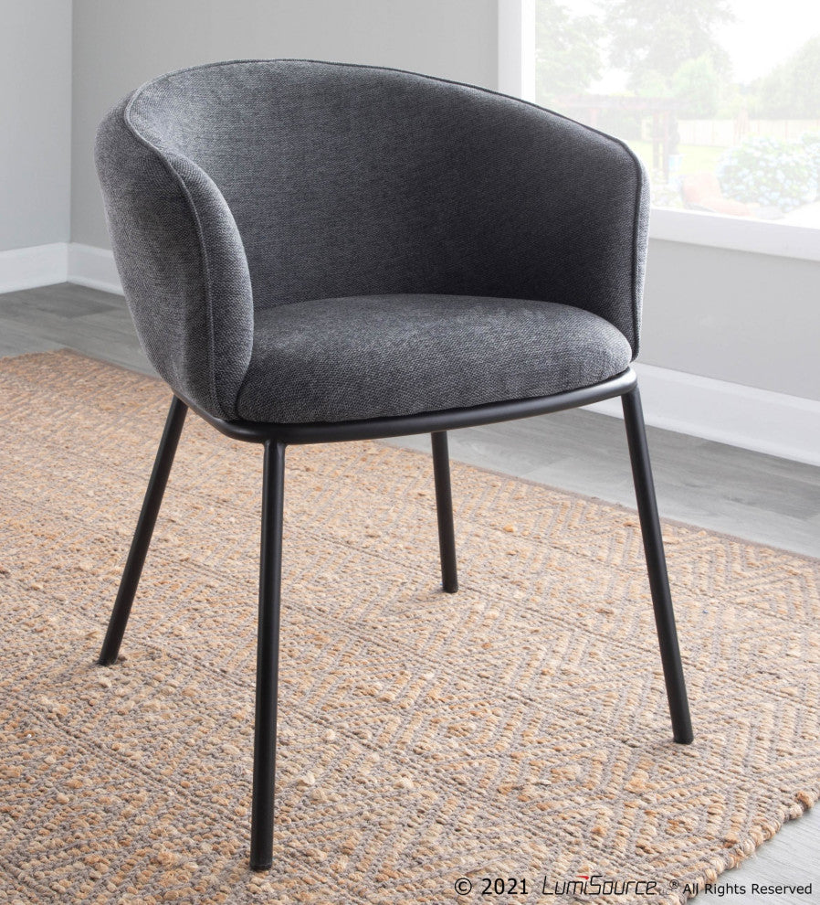 Ashland Chair, Black Steel, Charcoal Fabric