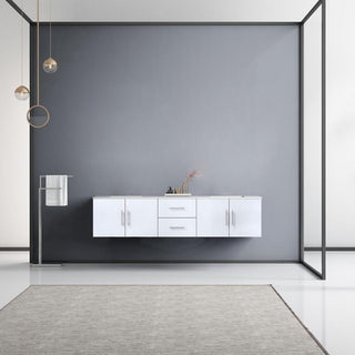 Geneva Transitional Glossy White 80" Double Vanity