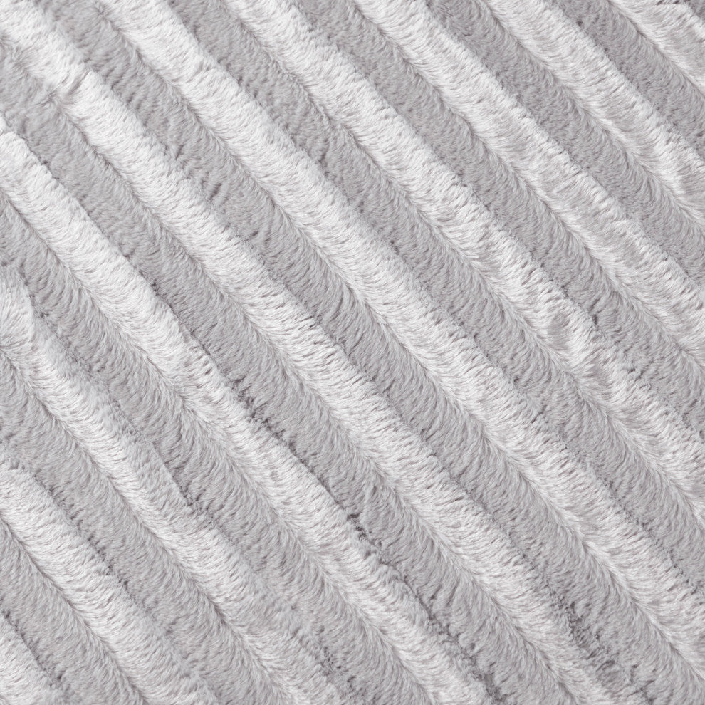 Madison Park Solid Stripe Plaited Brushed Long Fur Knitted Throw, Gray