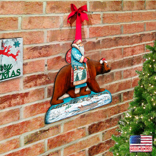 Santa On Grizzly Bear Door Hanger