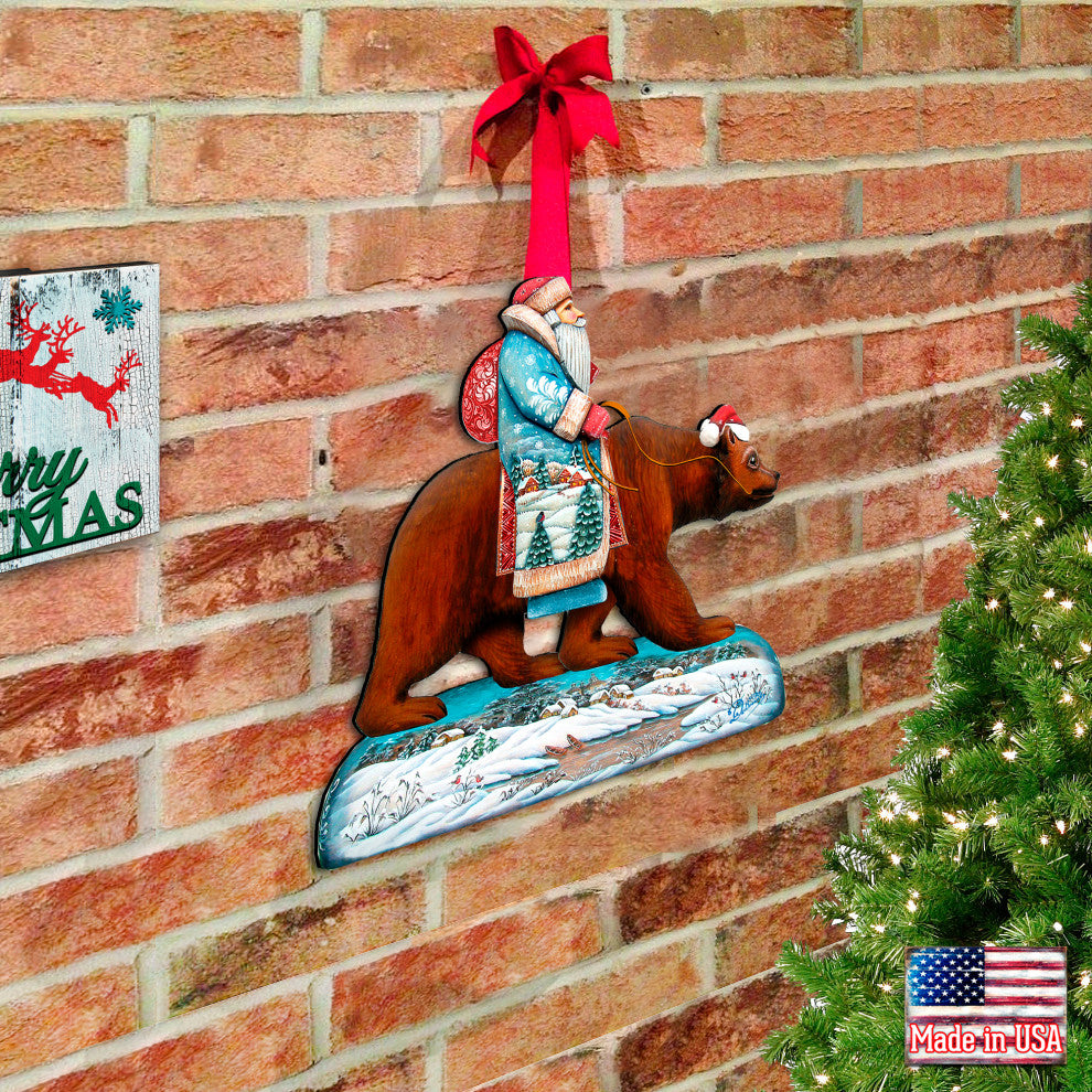 Santa On Grizzly Bear Door Hanger