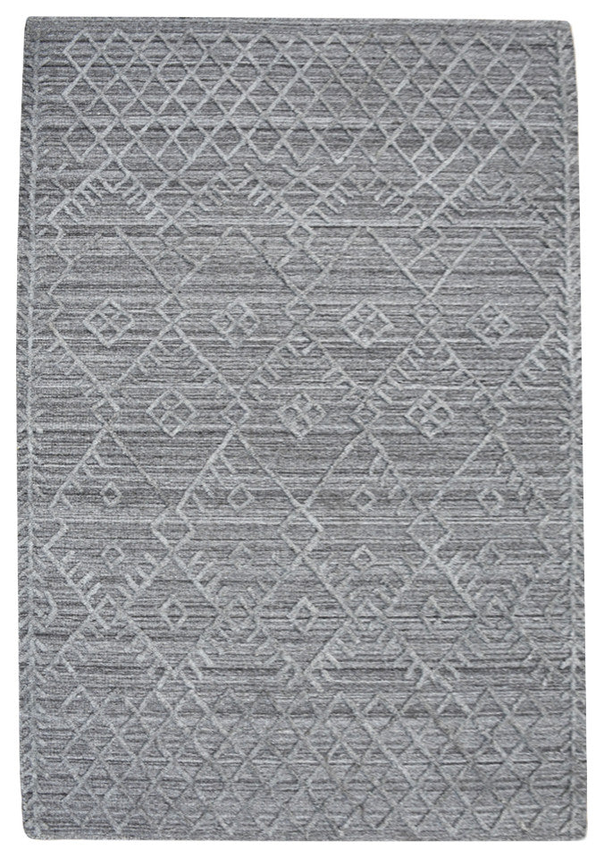 HAND WOVEN FLAT WEAVE KILIM POLYESTER AREA RUGS -Rectangle,Dark Gray,Geometric, [Rectangle] 6'x9'