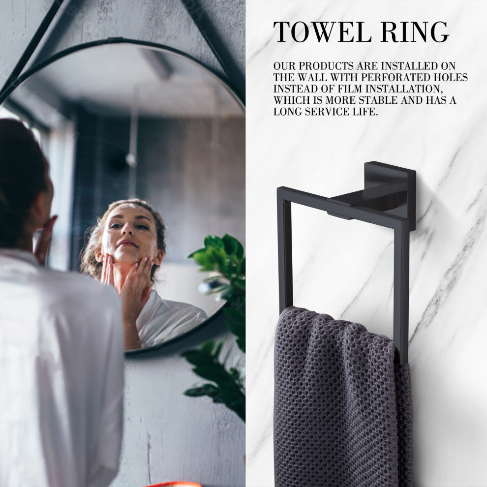 5-Piece Decorative Bathroom Hardware Set , Matte Black