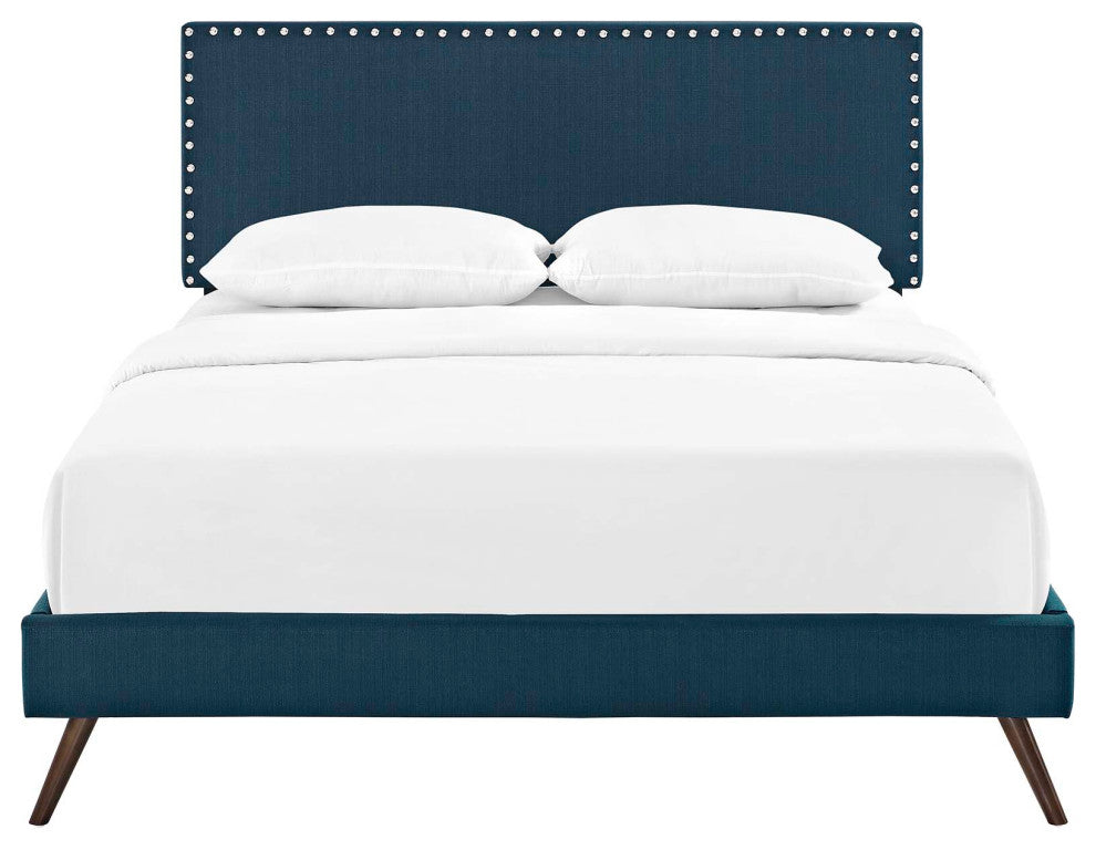 Modway Macie Queen Platform Bed With Round Splayed Legs, Azure